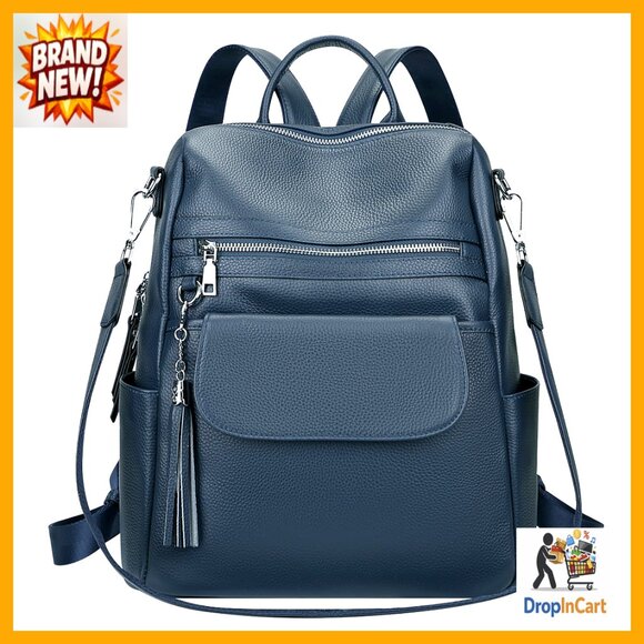 Genuine Leather Convertible Backpack Purse Large Shoulder Bag Tassel Detachable main image 3